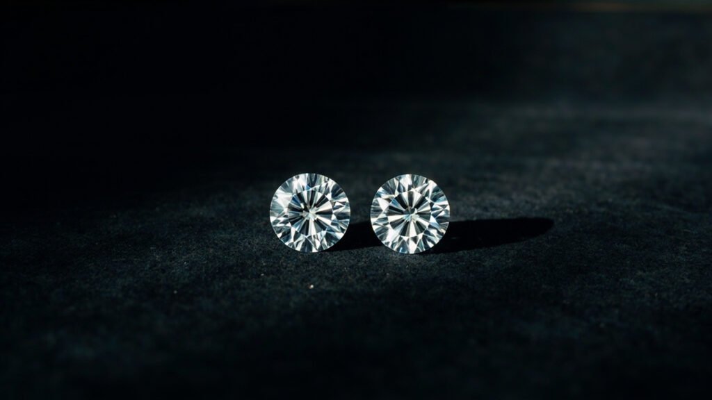 Comparaison de deux diamants d'un carat aux diamètres visiblement différents