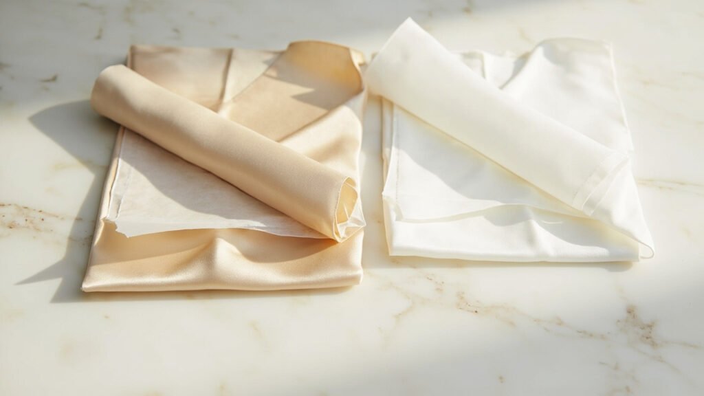 Comparaison entre roulage et pliage du satin