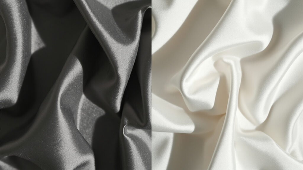 Comparaison satin brut mat et satin mercerisé brillant