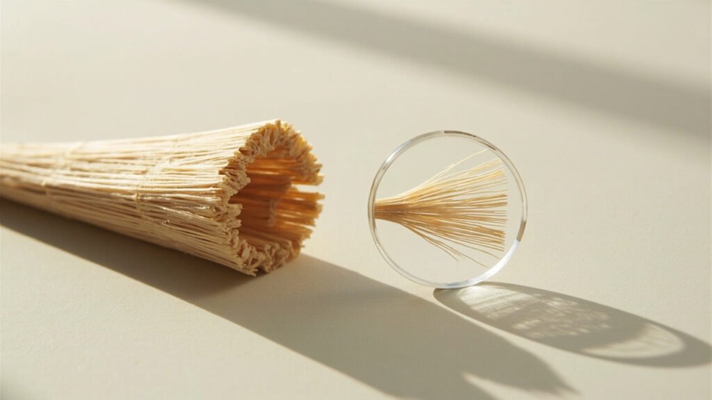 Coupe transversale d'une tige de lin révélant la fibre creuse