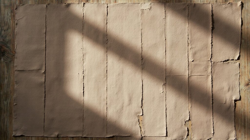 Croûte de cuir taupe, texture fibreuse et veloutée.