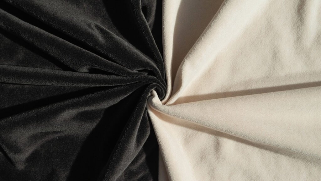 Deux moitiés d'un même velours, sombre et clair selon le sens du poil