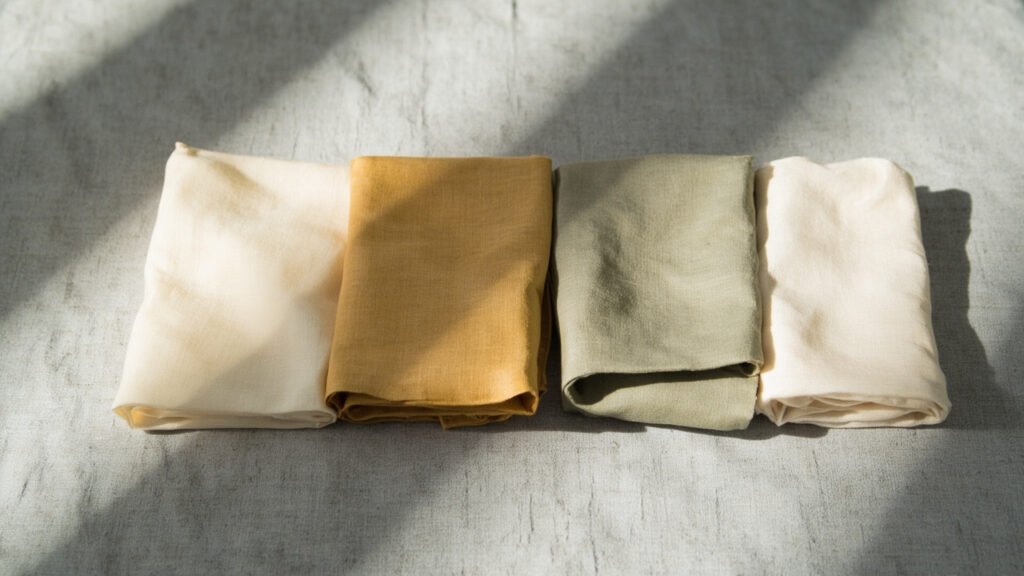 Échantillons comparatifs de soie et fibres végétales