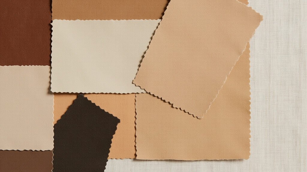 Échantillons de cuir aux grains variés, gros plan texturé.