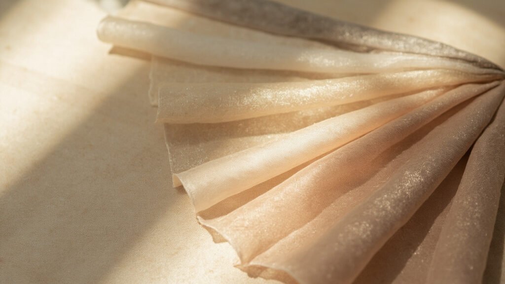 Échantillons de soie aux tissages variés sur lin écru