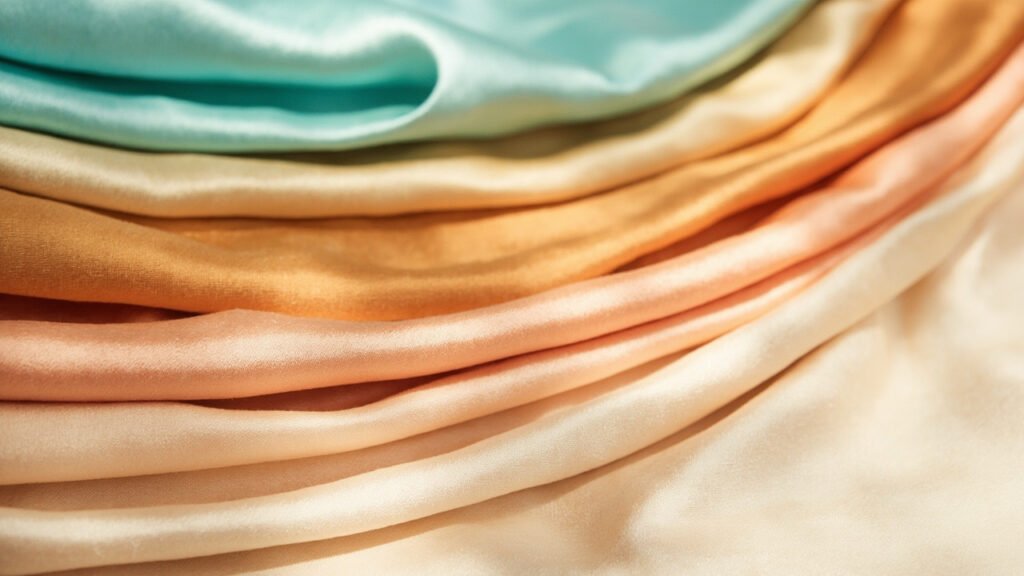 Échantillons plissés en cascade du polyester à la soie