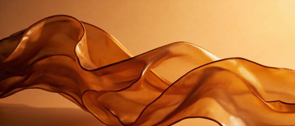 Étalage panoramique de cuir pleine fleur cognac à finition aniline, plissé doux.