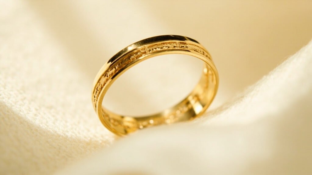 Galerie intérieure d'une bague en or jaune, travail à jour.