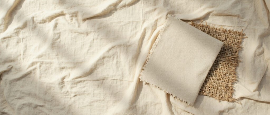 Lin premium fin et lin bas de gamme texturé, sur fond naturel.