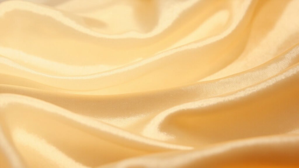 Macro d'un satin de soie, éclats lumineux et tissage serré.