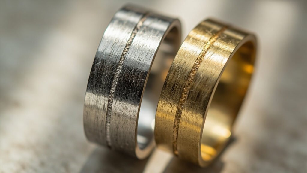 Macro : rayure sur platine avec bourrelet versus rayure nette sur or