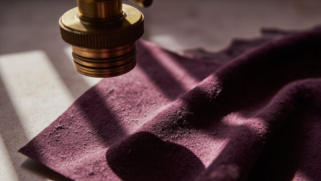 Objectif de microscope braqué sur la trame transparente du velours.