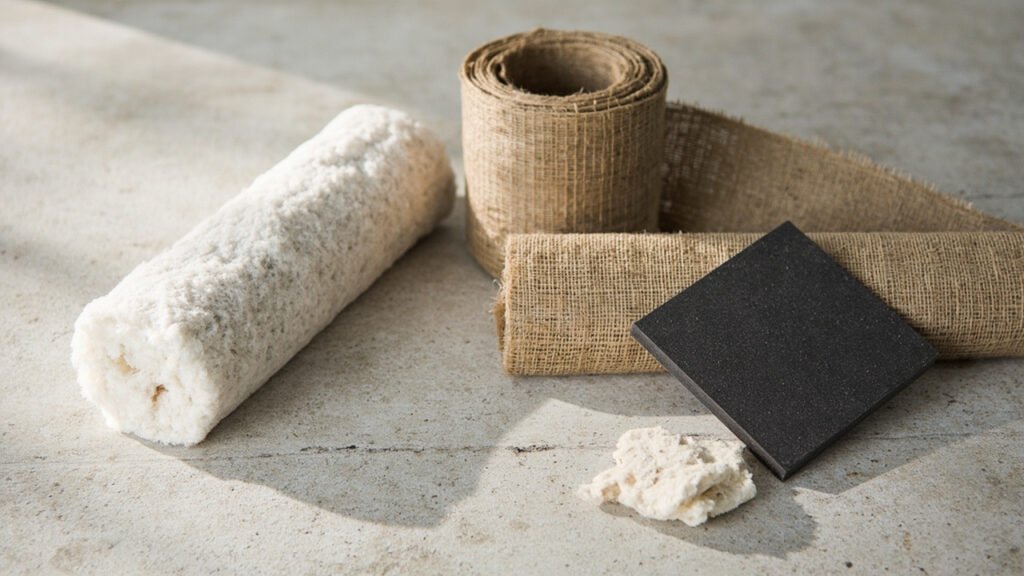 Produits industriels en lin : isolant, géotextile et pièce composite.