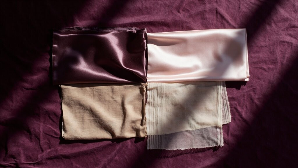 Quatre armures de soie : satin, twill, crêpe et chiffon