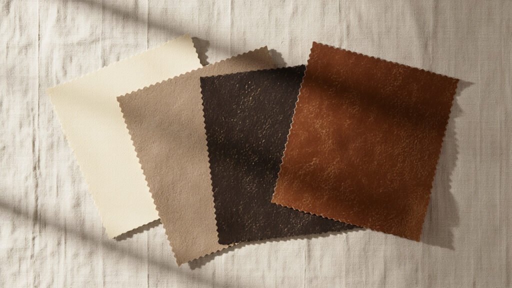 Quatre échantillons de cuir, quatre grains distincts