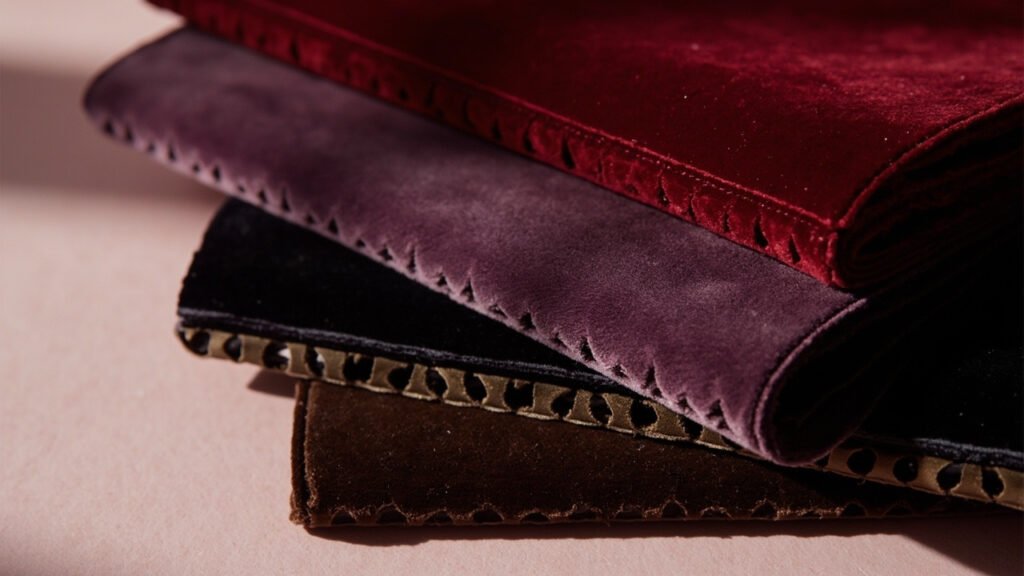 Rouleaux de velours au sabre contemporain en tons précieux
