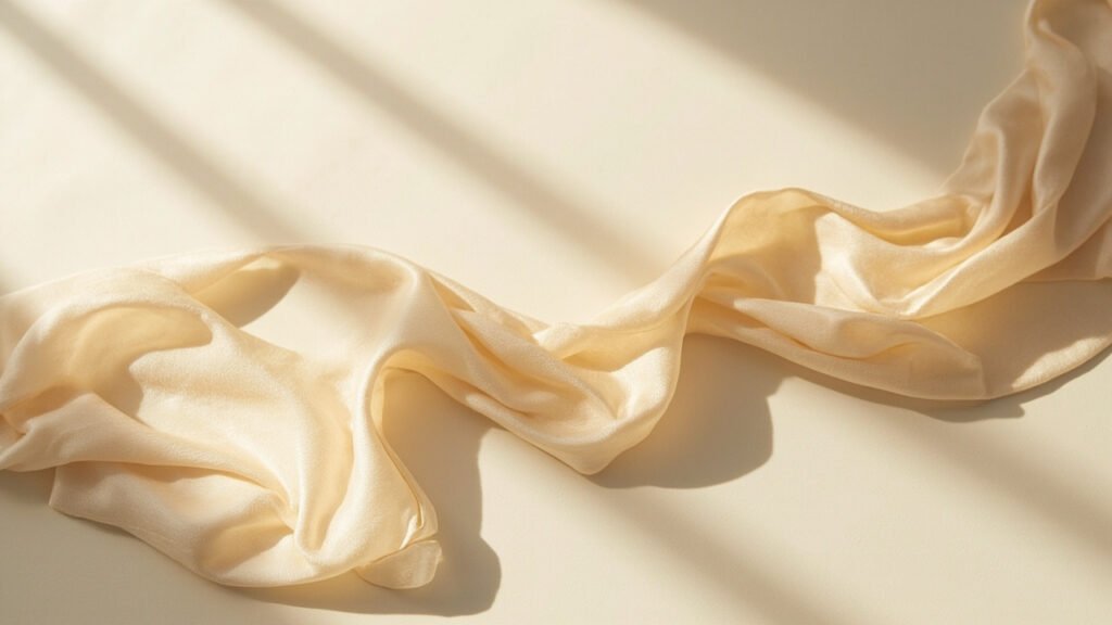 Satin de soie champagne, paradoxe où les deux catégories fusionnent.