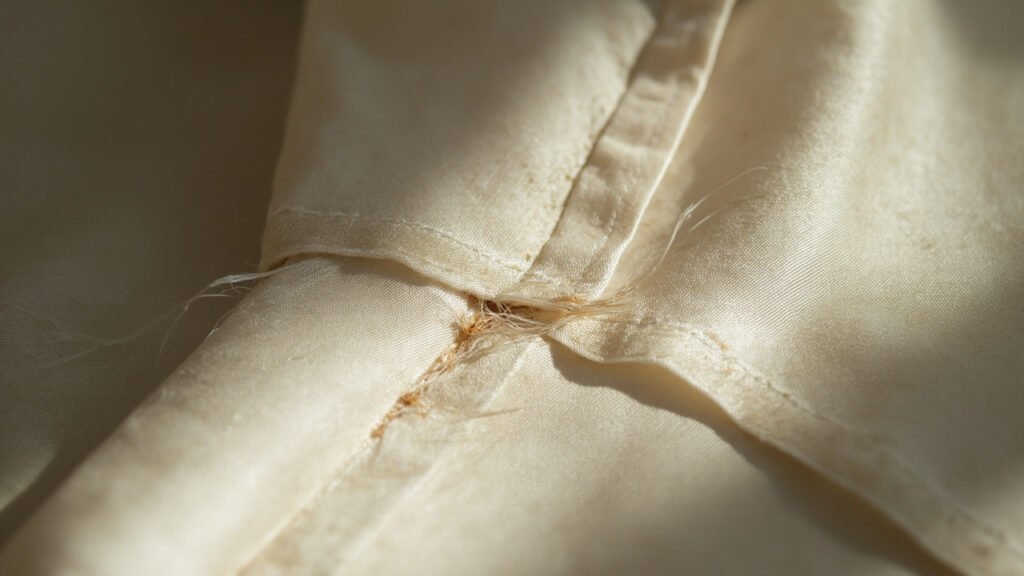 Usure et rupture de fibres au niveau d'une couture