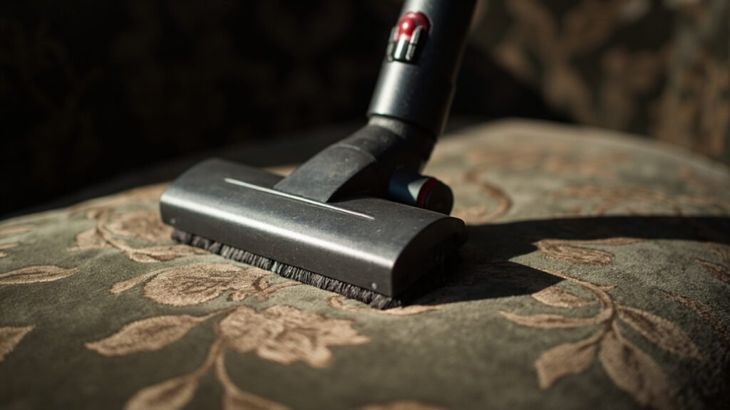 Aspiration douce d'un velours jacquard dans le sens du poil