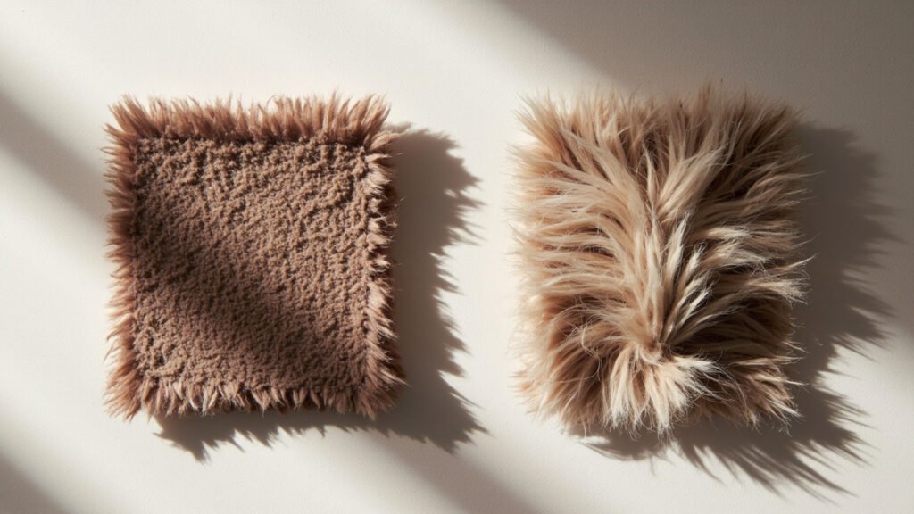 Comparaison d'un velours à pile courte et d'un velours à pile longue