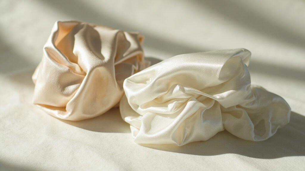 Comparaison froissement satin soie et polyester