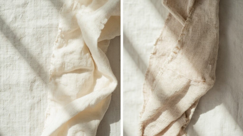 Comparaison surface lin délavé enzymatique et chimique