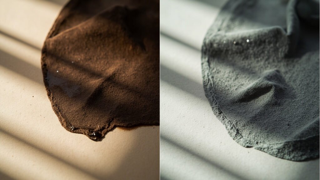 Comparaison velours traité et non traité face à une goutte d'eau