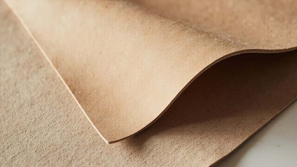 Coupe d'un similicuir : support textile et revêtement de polyuréthane