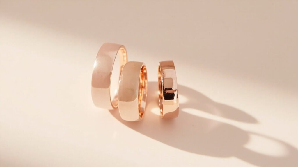 Dégradé de teintes de l'or rose selon le carat