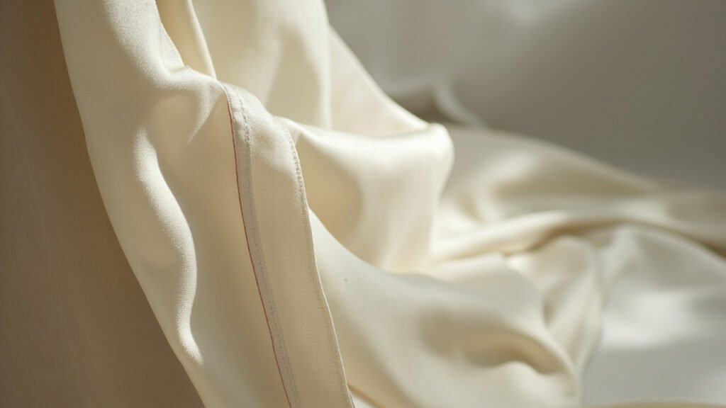 Détail intérieur doublure fine attachée au satin