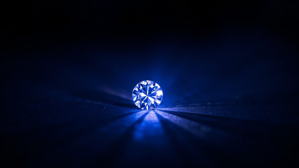 Diamant émettant une fluorescence bleue sous UV