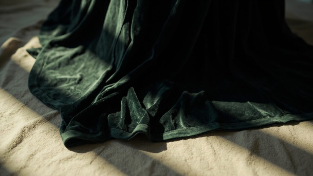 Ourlet roulé d'une robe longue en velours