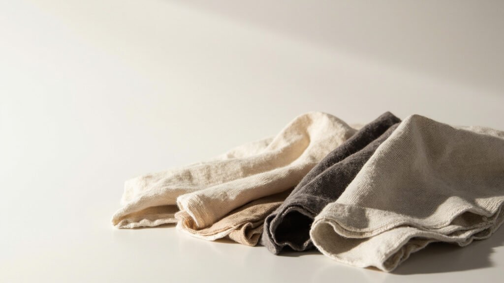 Palette de lin écru naturel et teintes profondes