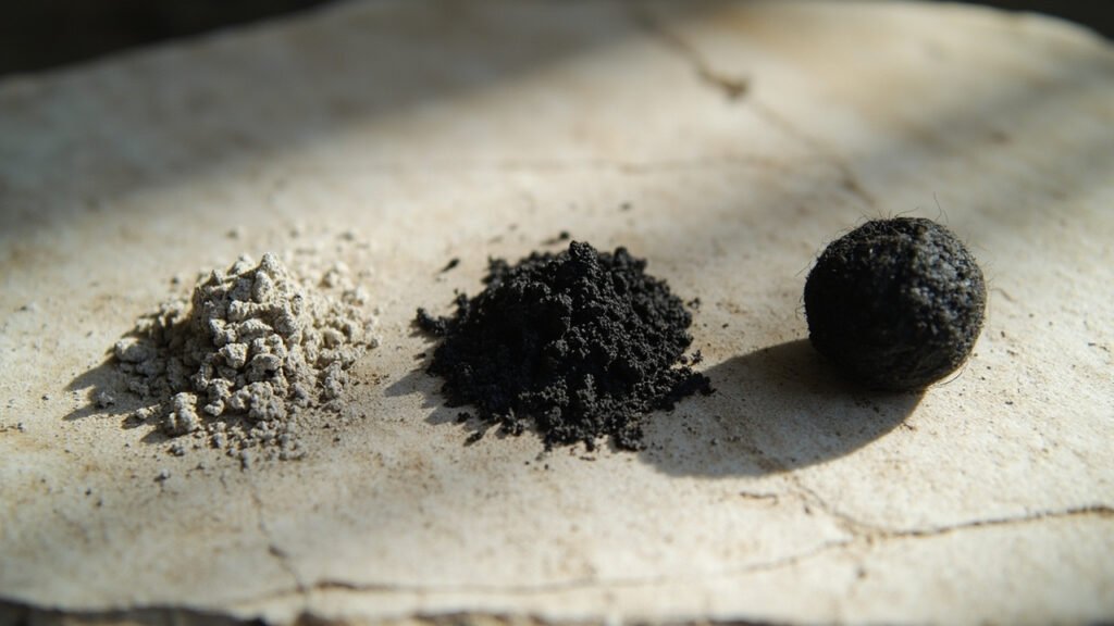 Résidus de combustion comparés : lin, coton, synthétique