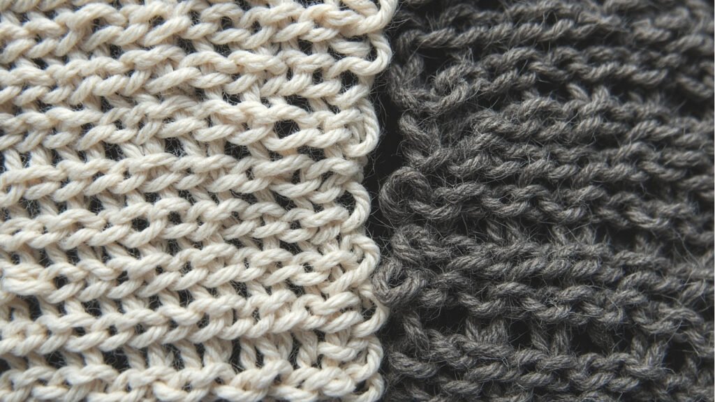 Surface de maille dense et uniforme comparée à une maille relâchée.