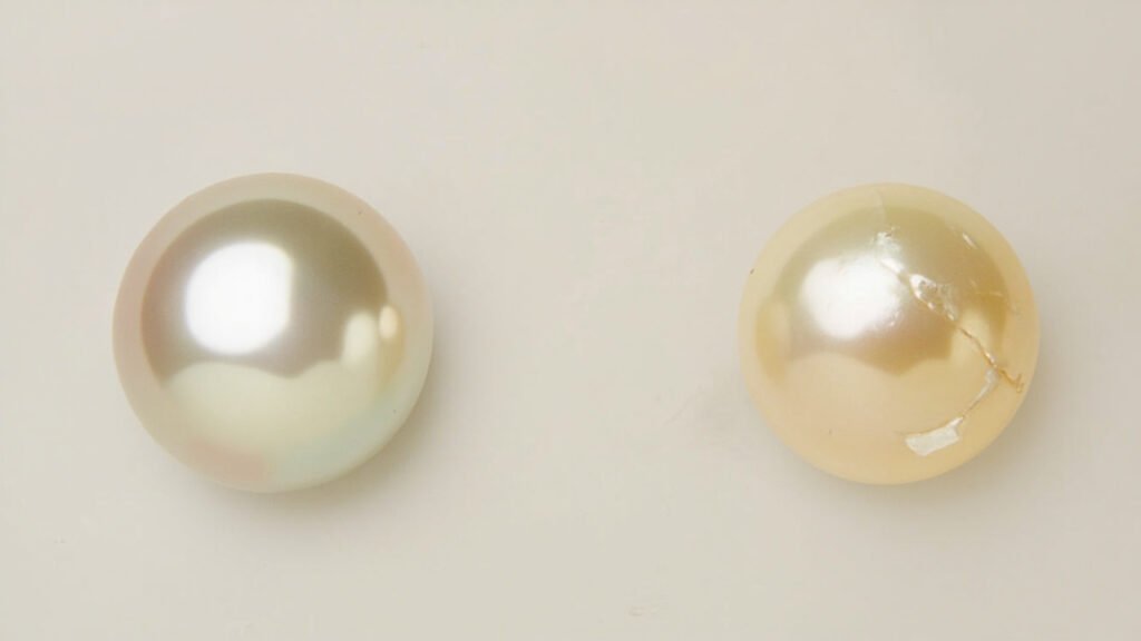 Surface de perle traitée versus perle naturelle