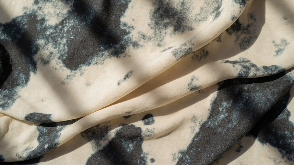 Teinture irrégulière de soie recyclée aux couleurs résiduelles