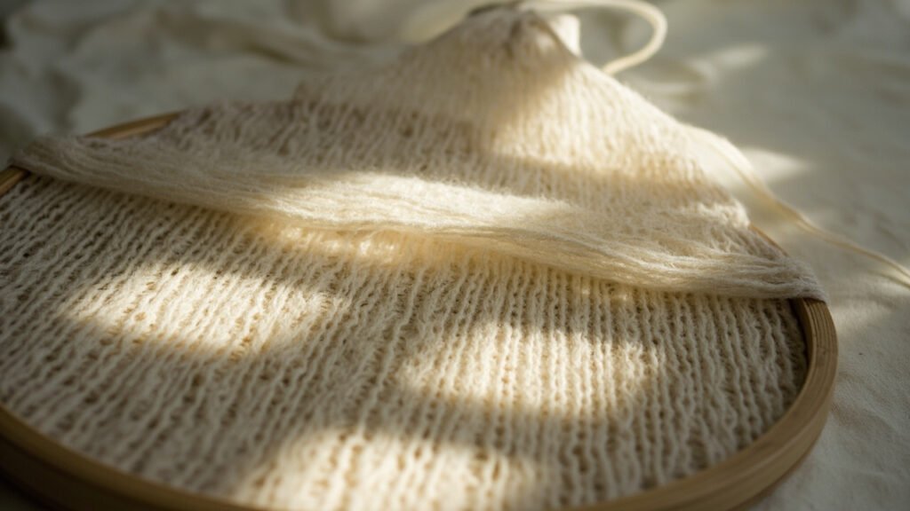 Test de transparence du tricot à la lumière