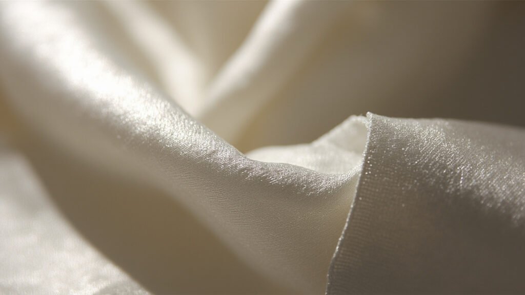 Tissage satin en macro : face brillante et envers mat