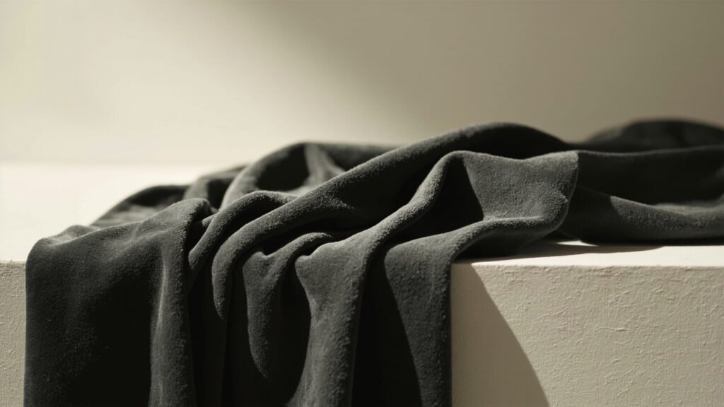 Tombé souple et structuré d'un velours drapé