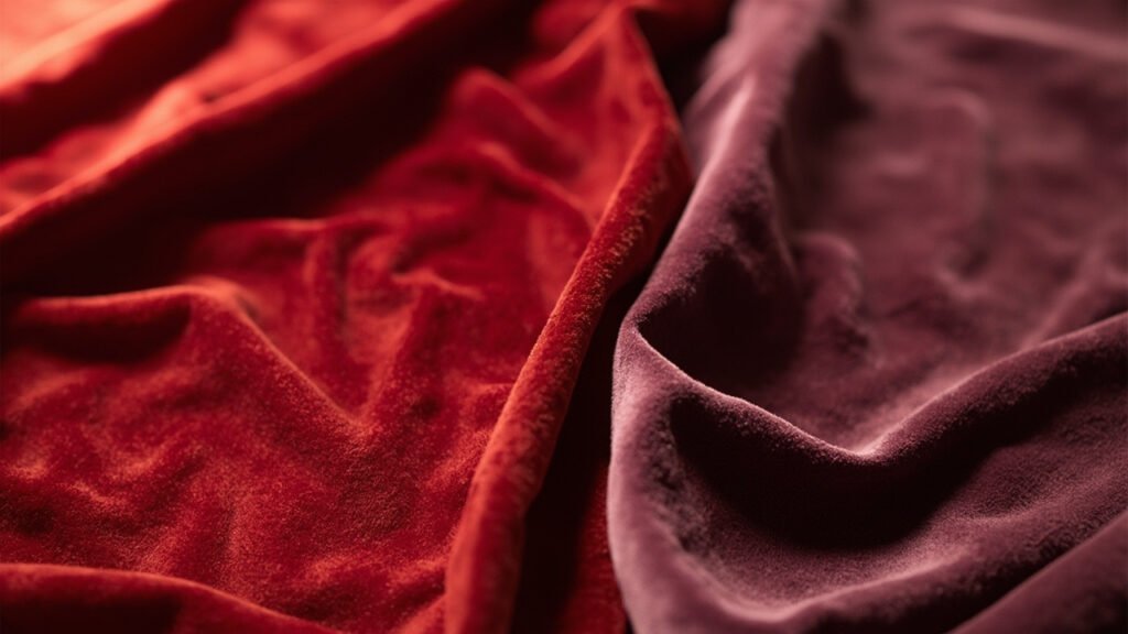 Velours sous éclairage chaud et lumière du jour