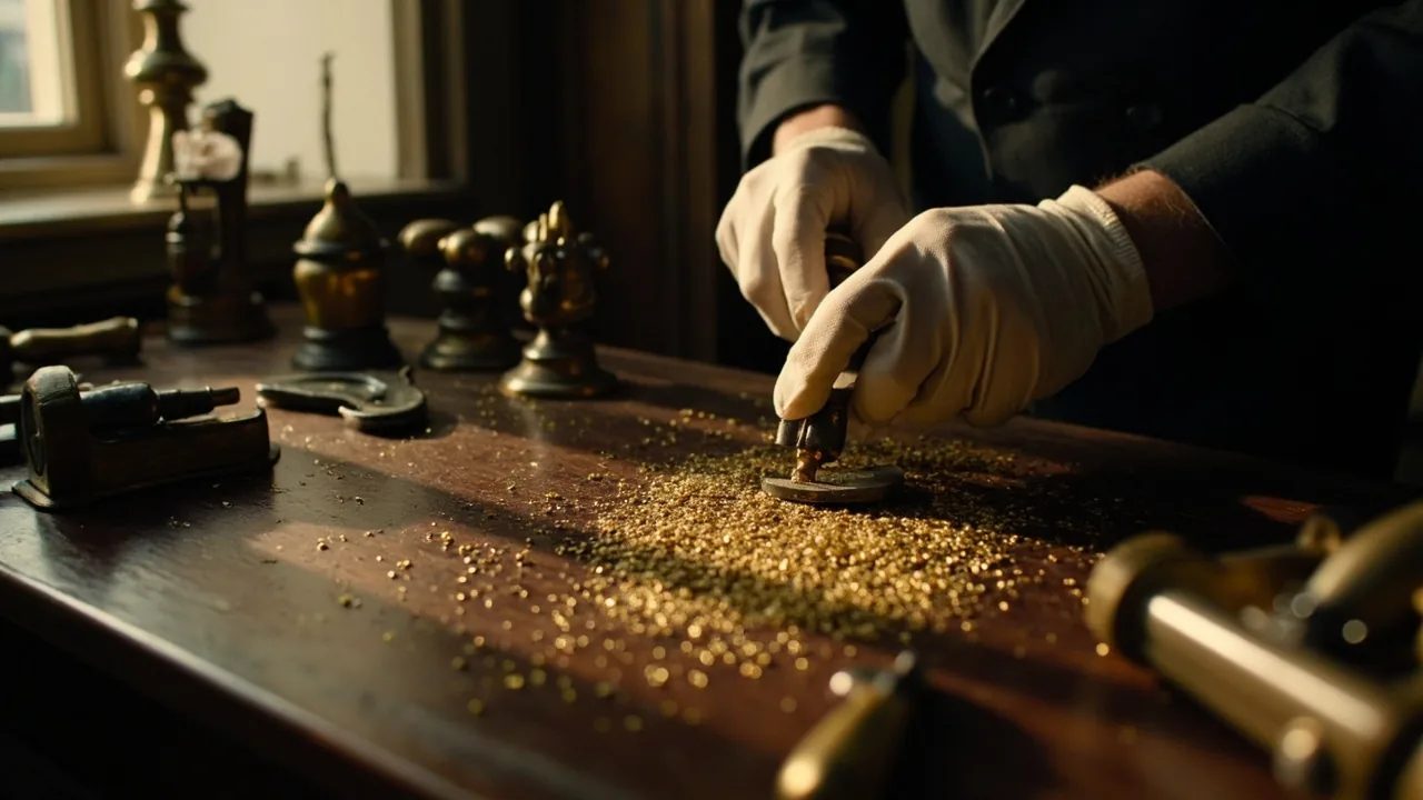 Atelier de joaillerie : frappe du poinçon de maître sur un bijou en cours de fabrication