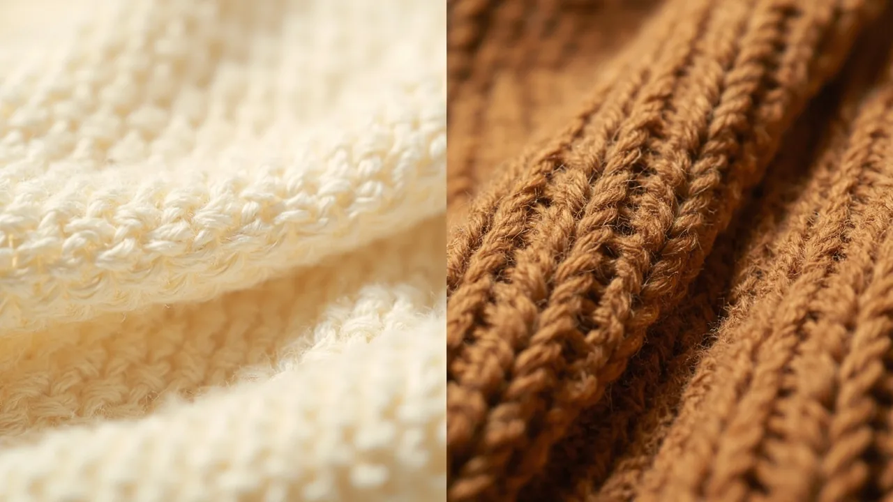 Comparatif : maille fine à gauche, maille dense 4 fils à droite