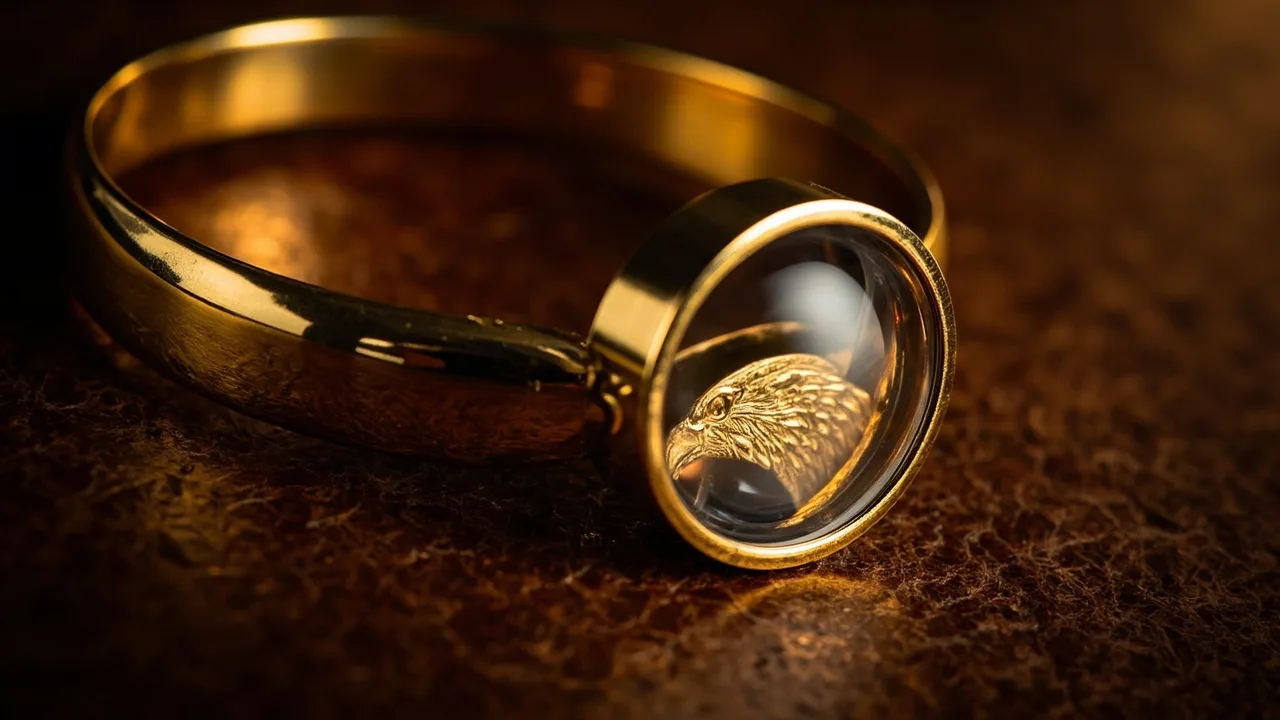 Loupe d'expert posée sur un bracelet en or, poinçon de garantie à la loupe