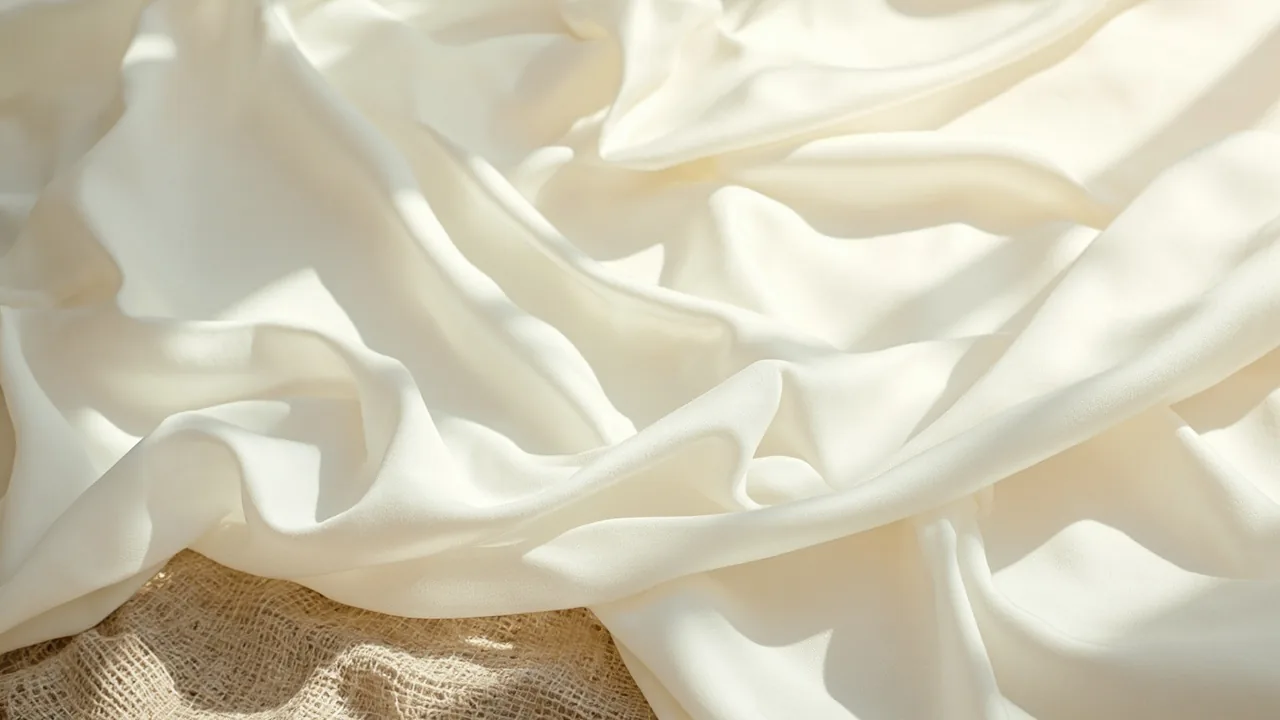 Tissu en satin de coton blanc à la surface mate et douce sous la lumière naturelle