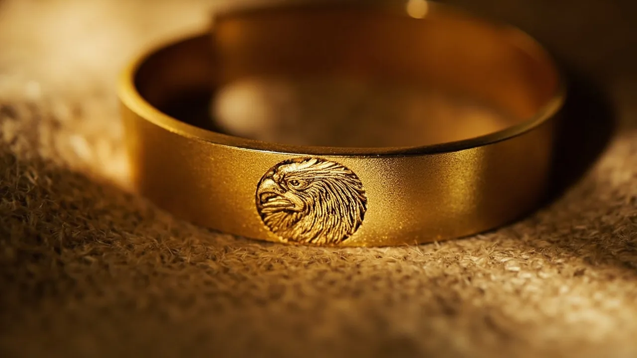 Poinçon tête d’aigle frappé sur un bracelet en or, garantie du titre 750 millièmes